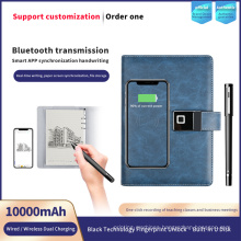 Leather Wireless Powerbank Notebook Smart Pen Handwriting Notebook with Fingerprint Lock Diary